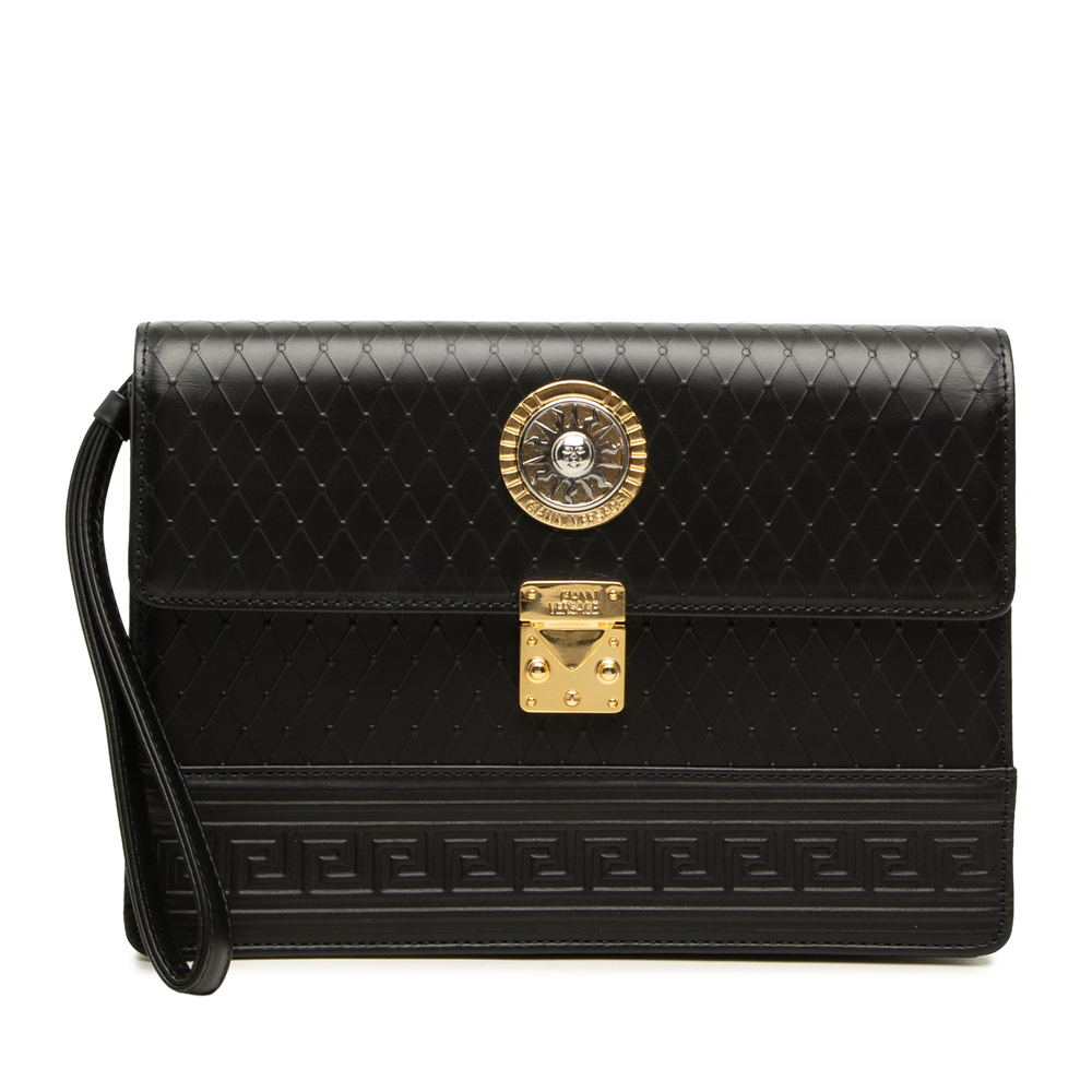 Pre-Loved Versace Leather Medusa Sunburst Clutch